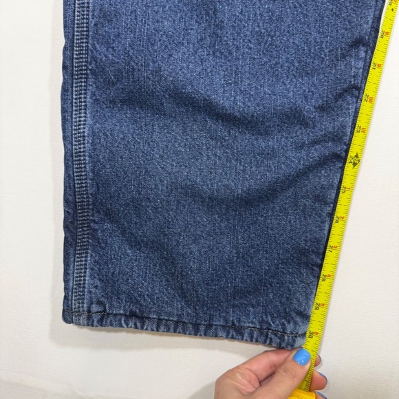 Wrangler Fleece Lined Work Jeans Baggy Blue Denim 36x32 Workwear Carpenter Warm - Picture 10 of 11